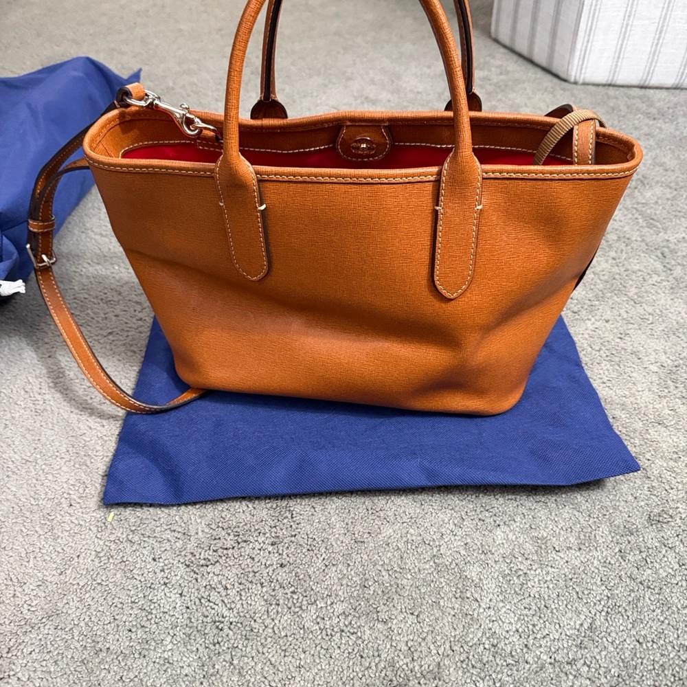 Dooney & Bourke Orange Leather Tote - Picture 3 of 3